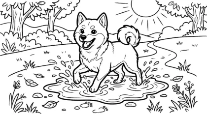 tải hình tô màu chó Shiba Inu chất lượng cao