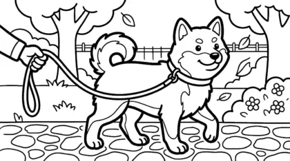 tranh tô màu chó Shiba Inu cho bé 5 tuổi