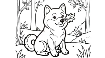 tranh tô màu chó Shiba Inu cho bé 8 tuổi chất lượng cao