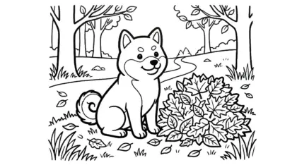 tranh tô màu chó Shiba Inu cho bé 5 tuổi