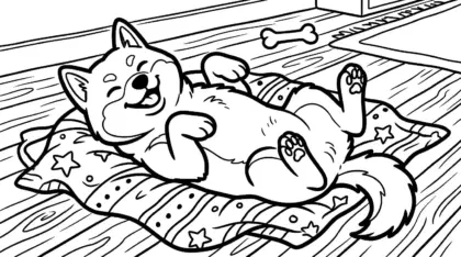 in hình tô màu chó Shiba Inu