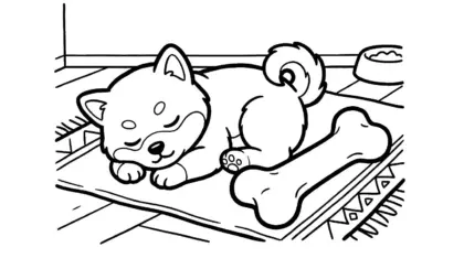 tranh tô màu chó Shiba Inu cho trẻ em