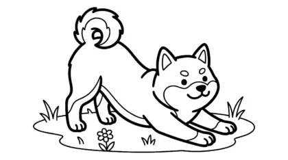 file tranh tô màu chó Shiba Inu cho bé 4-5 tuổi