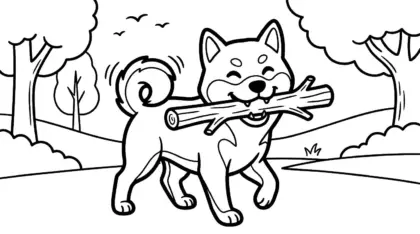 tải hình tô màu chó Shiba Inu cho bé 4 tuổi