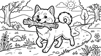 hình tô màu chó Shiba Inu cho bé mới nhất
