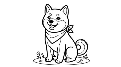 hình tô màu chó Shiba Inu cho trẻ em