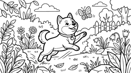tranh tô màu chó Shiba Inu cho bé 5 tuổi