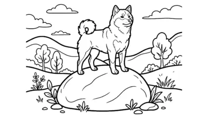 tranh tô màu chó Shiba Inu cho bé