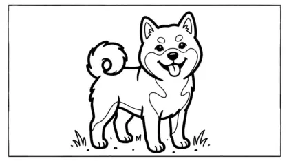tải tranh tô màu chó Shiba Inu cho bé 8 tuổi