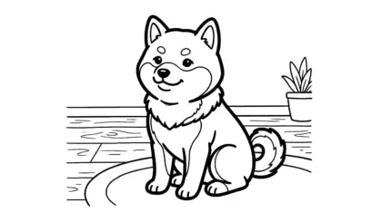 in hình chó Shiba Inu cho bé tập tô