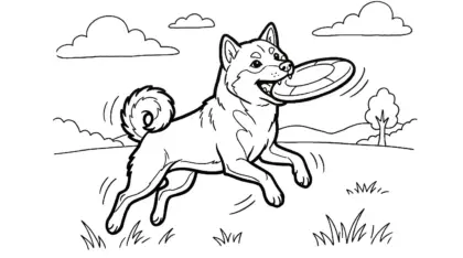 tải tranh tô màu chó Shiba Inu cho bé