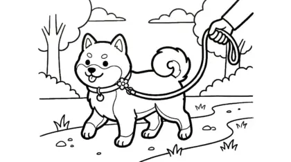 tranh tô màu chó Shiba Inu cho trẻ em