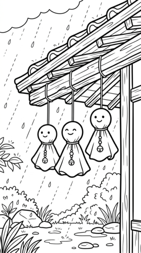 tải hình tô màu Teru Teru Bozu cho bé chất lượng cao