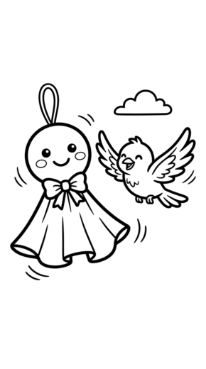 download hình tô màu Teru Teru Bozu cho bé