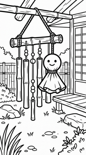 hình tô màu Teru Teru Bozu rõ nét