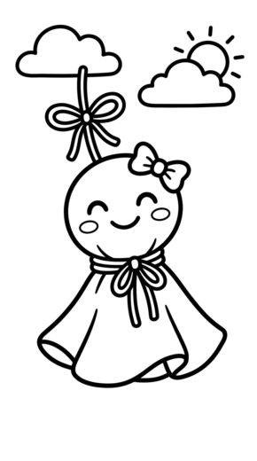 tranh tô màu Teru Teru Bozu cho trẻ em