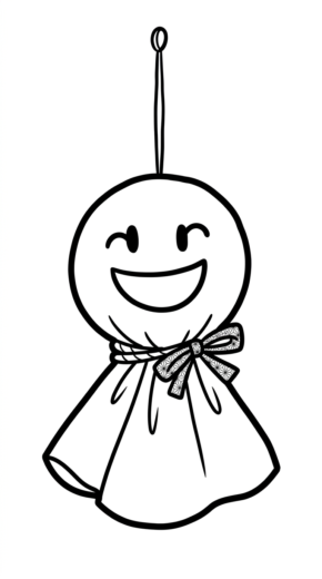hình tô màu Teru Teru Bozu cho bé đơn giản