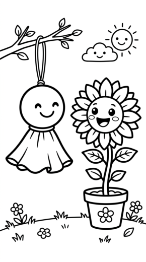 tải file tranh tô màu Teru Teru Bozu