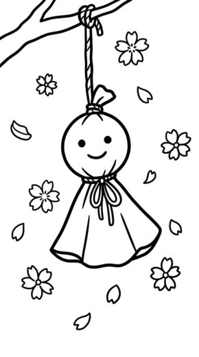 tải tranh tô màu Teru Teru Bozu cho bé chất lượng cao