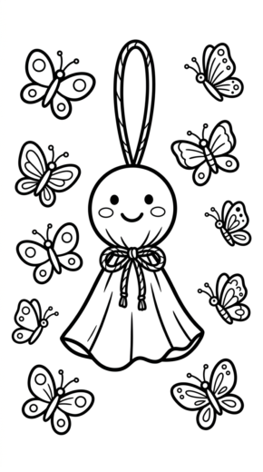 hình tô màu Teru Teru Bozu cho bé đơn giản