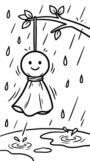 in hình tô màu Teru Teru Bozu