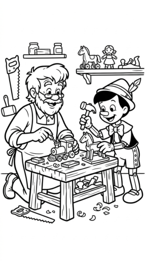 in tranh tô màu pinocchio cho bé 8 tuổi