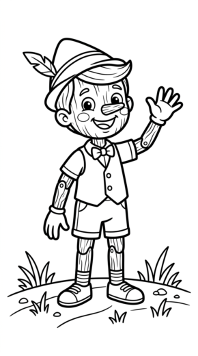 in hình tô màu pinocchio cho bé