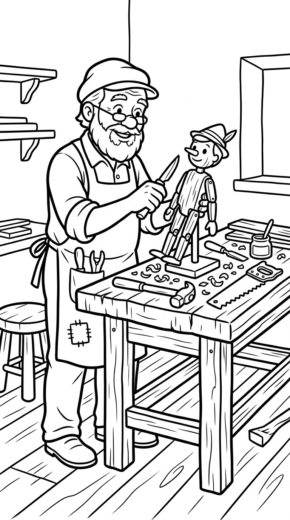 in tranh tô màu pinocchio cho bé 3 tuổi