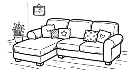 in tranh tô màu sofa cho bé
